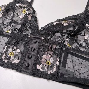 Victorias Secret long line black floral bralette